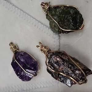 3 gem stone pendants